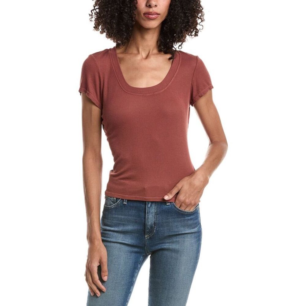 Bella Dahl Womens  Wide U-Neck Slim Fit T-Shirt